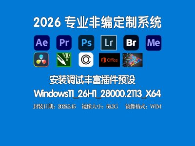 🎬 非编专用定制系统 |（Edius X+Adobe2026已安装插件| Win11_26H1_28000.2113无更新版）